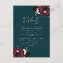 Elegant Dark Aquamarin Burgundy Floral Wedding