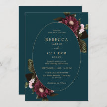 Elegant Dark Aquamarin Burgundy Floral Wedding