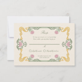 Elegant Dark Art Nouveau RSVP Card Karte