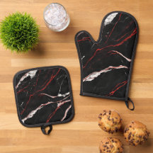 Elegant Dark Black Red Marble