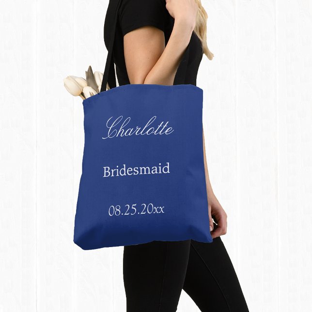 Elegant Dark Blue Bridesmaid Tote Bag (Von Creator hochgeladen)