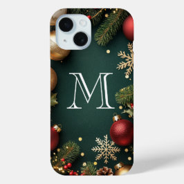 Elegant Dark Blue Christmas Monogram Case-Mate iP Case-Mate iPhone Hülle