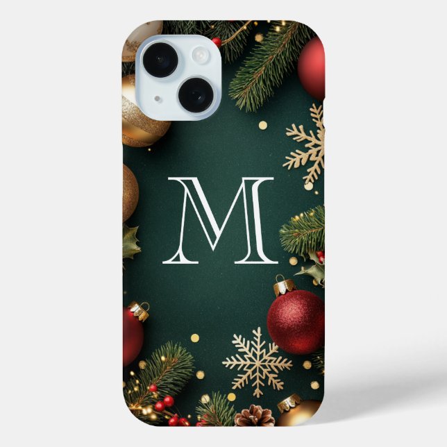 Elegant Dark Blue Christmas Monogram Case-Mate iP Case-Mate iPhone Hülle (Rückseite)