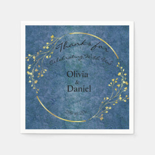 Elegant Dark Blue Gold Dank Hochzeitspapier Napkin Serviette