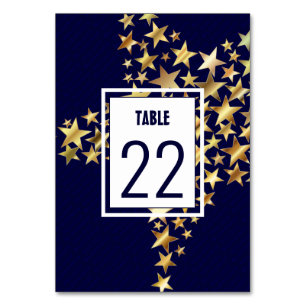 Elegant Dark Blue GOLD STARS festlich Tischnummer
