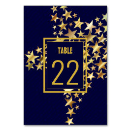Elegant Dark Blue | GOLD STARS | festlich Tischnummer