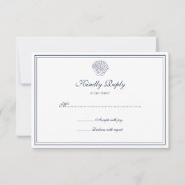 Elegant Dark Blue Muschel RSVP Karte