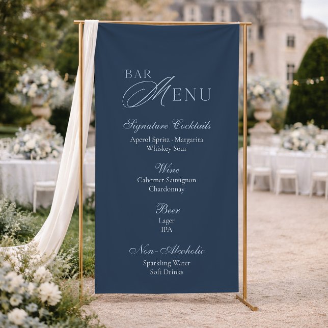 Elegant Dark Blue Signature Cocktails Drink Menu Banner (Von Creator hochgeladen)