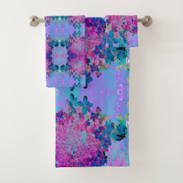 Elegant Dark Blue und Magenta Limelight Hydrangea Badhandtuch Set