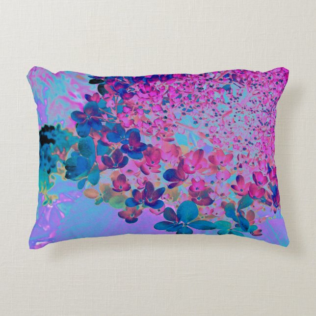 Elegant Dark Blue und Magenta Limelight Hydrangea Dekokissen (Vorderseite)