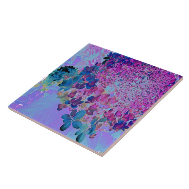 Elegant Dark Blue und Magenta Limelight Hydrangea Fliese (Seite)