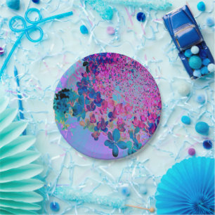 Elegant Dark Blue und Magenta Limelight Hydrangea Pappteller