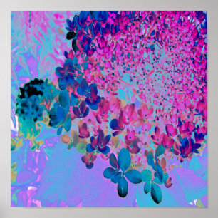 Elegant Dark Blue und Magenta Limelight Hydrangea Poster
