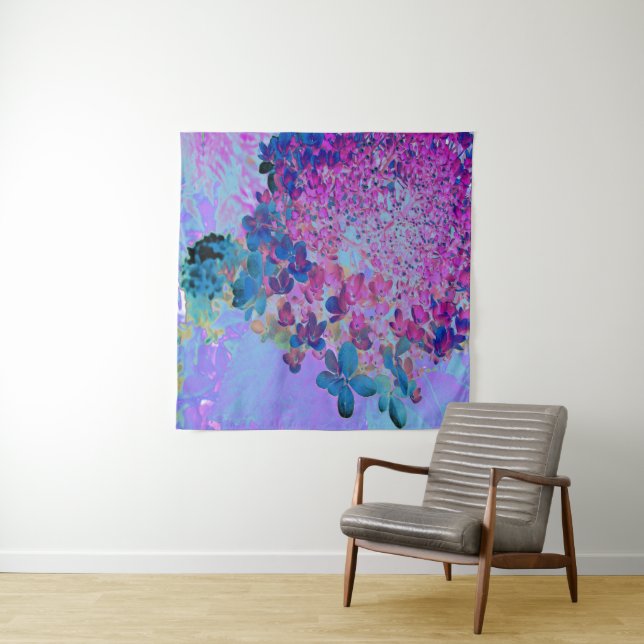 Elegant Dark Blue und Magenta Limelight Hydrangea Wandteppich (Beispiel)