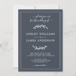 Elegant Dark Blue Wedding Einladung