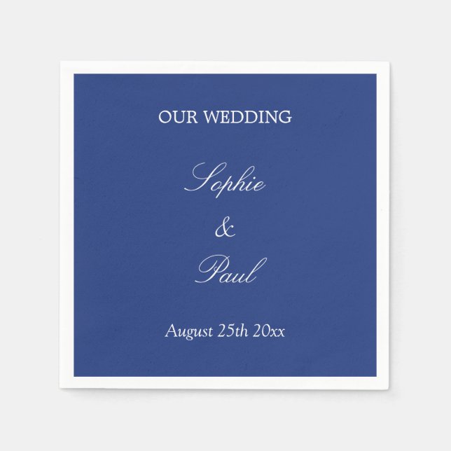 Elegant Dark Blue Wedding Napkins Serviette (Vorderseite)