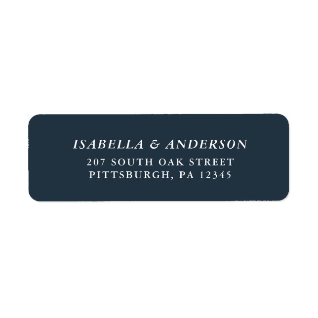 Elegant Dark Blue Wedding Rücksendeadresse (Vorne)