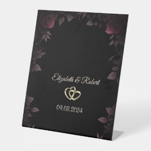 Elegant Dark Burgundy Rose Black Sockelschild
