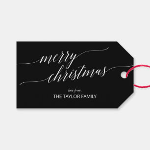 Elegant Dark Calligraphy Frohe Weihnachten Geschenkanhänger