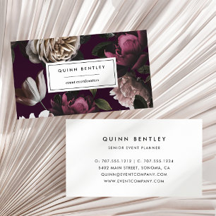 Elegant Dark Floral on Plum Visitenkarte