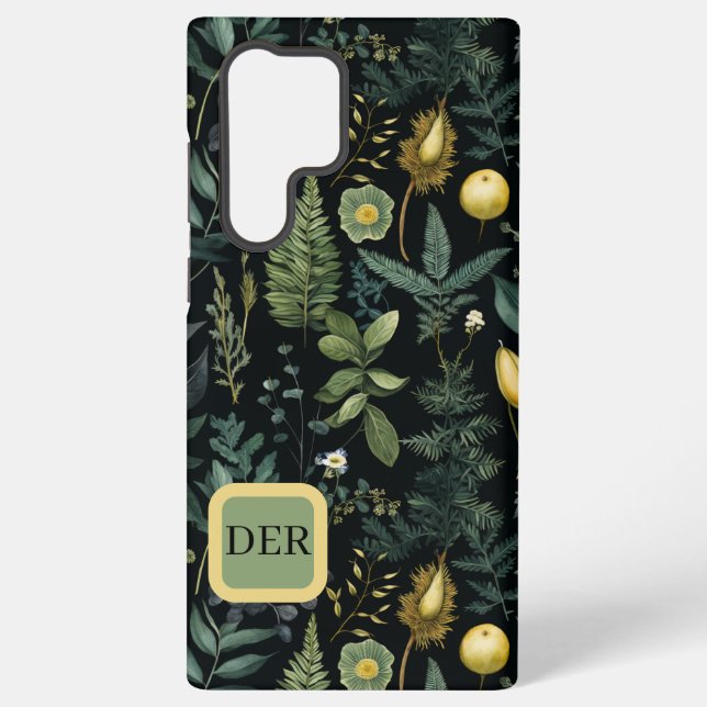 Elegant Dark Floral  – Personalized Botanical Samsung Galaxy Hülle (Rückseite)