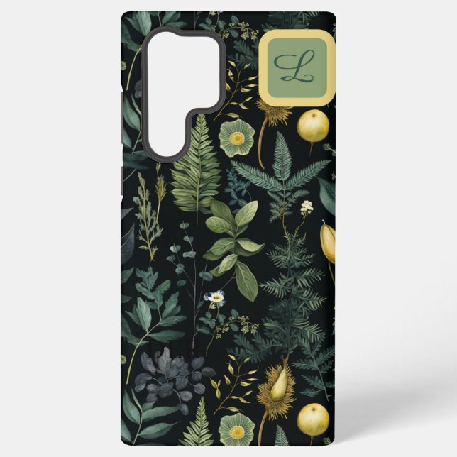 Elegant Dark Floral  – Personalized Botanical Samsung Galaxy Hülle (Rückseite)