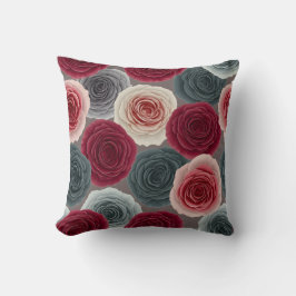 Elegant Dark Floral Rose Pattern Throw Pillow Kissen