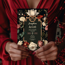 Elegant Dark Floral Vintage Wedding Invitation Einladung