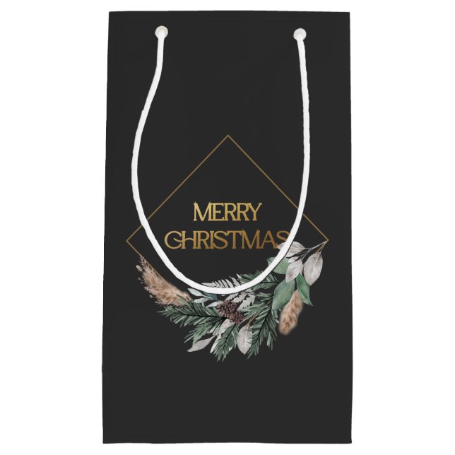 Elegant Dark Gray Frohe Weihnachten Kleine Geschenktüte (Vorderseite)