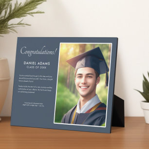Elegant Dark Gray Grad Side by Side Foto and Text Fotoplatte