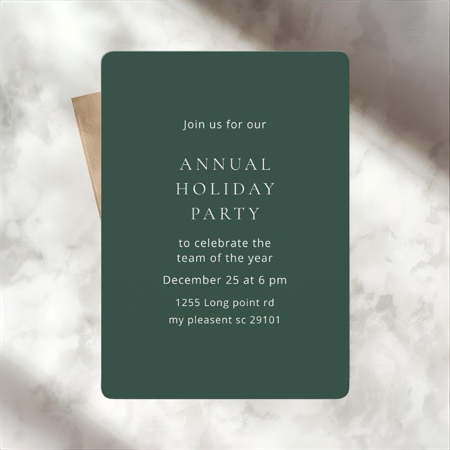 Elegant Dark Green Annual Holiday Party Einladung (Von Creator hochgeladen)