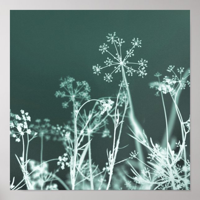 Elegant Dark Green Floral Abstrakt Poster (Vorne)