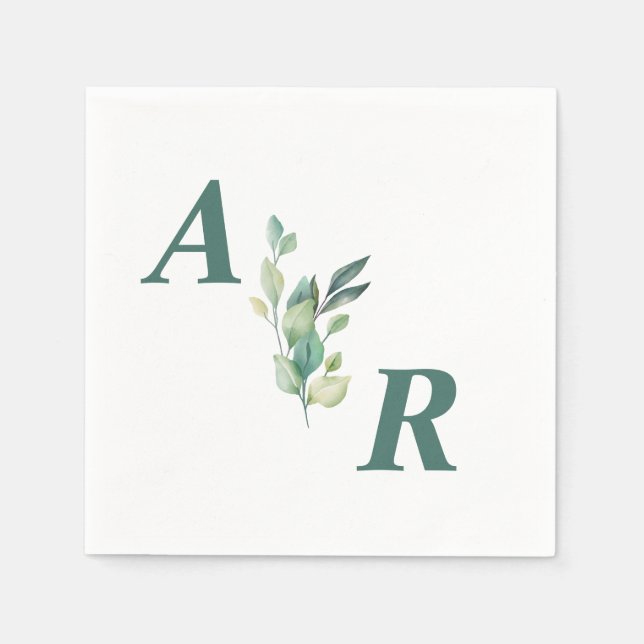 Elegant Dark Green Floral Wedding Napkins Serviette (Vorderseite)