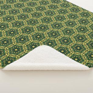Elegant Dark Green Gold Sherpa Blanket Sherpadecke