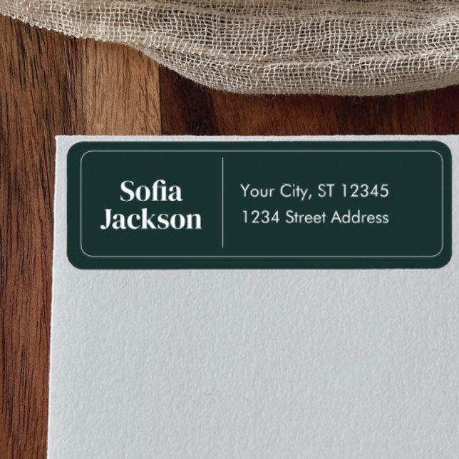 Elegant Dark Green Name Script-Rücksendeadresse (Von Creator hochgeladen)