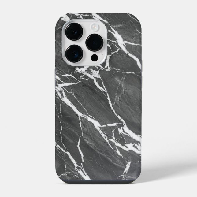 Elegant Dark Grey Marble Texture iPhone Case Hülle (Rückseite)
