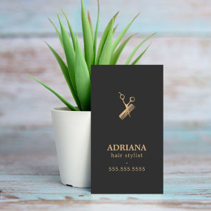 Elegant Dark Imitate Gold Scissors Comb Fairstylis Visitenkarte