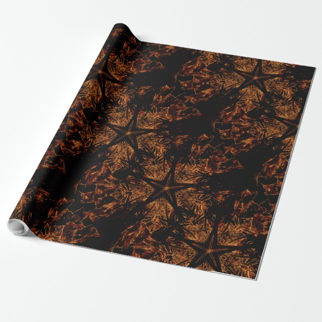 Elegant Dark Kaleidoscopic Design Black Brown Star Geschenkpapier (Ungerollt)