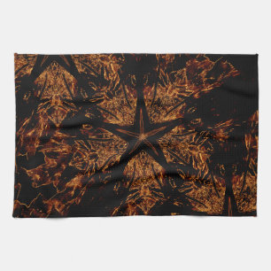 Elegant Dark Kaleidoscopic Design Black Brown Star Geschirrtuch