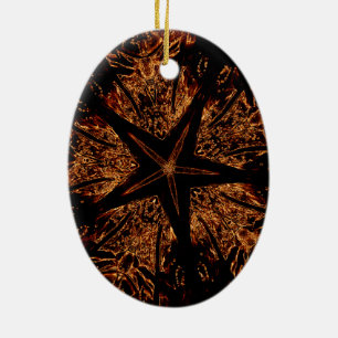 Elegant Dark Kaleidoscopic Design Black Brown Star Keramik Ornament
