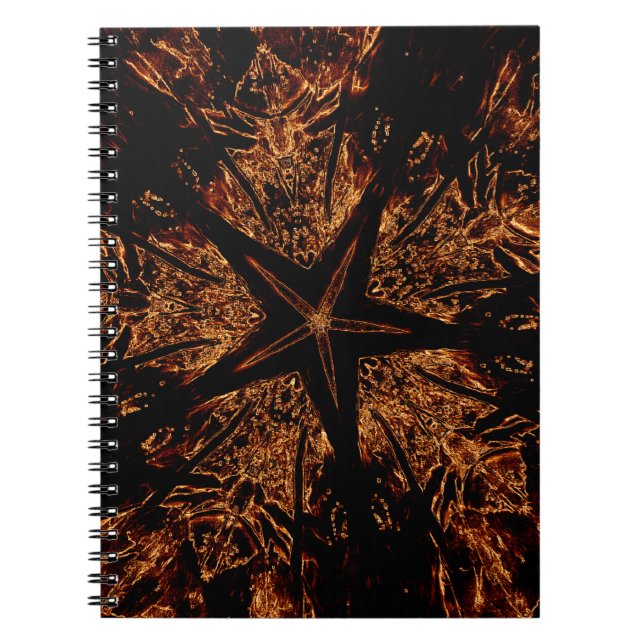 Elegant Dark Kaleidoscopic Design Black Brown Star Notizblock (Vorderseite)