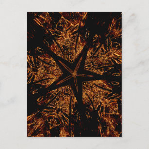 Elegant Dark Kaleidoscopic Design Black Brown Star Postkarte