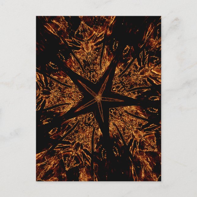 Elegant Dark Kaleidoscopic Design Black Brown Star Postkarte (Vorderseite)