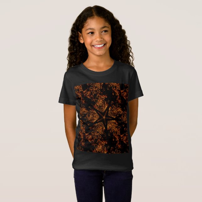 Elegant Dark Kaleidoscopic Design Black Brown Star T-Shirt (Vorne ganz)