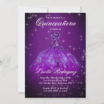 Elegant Dark Lila Quinceanera Einladung