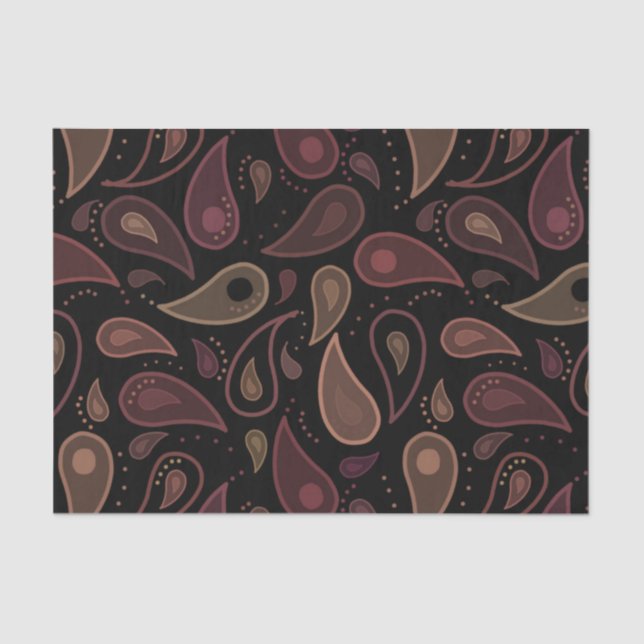 Elegant Dark Modern Paisley Pattern Seidenpapier (Vorderseite)