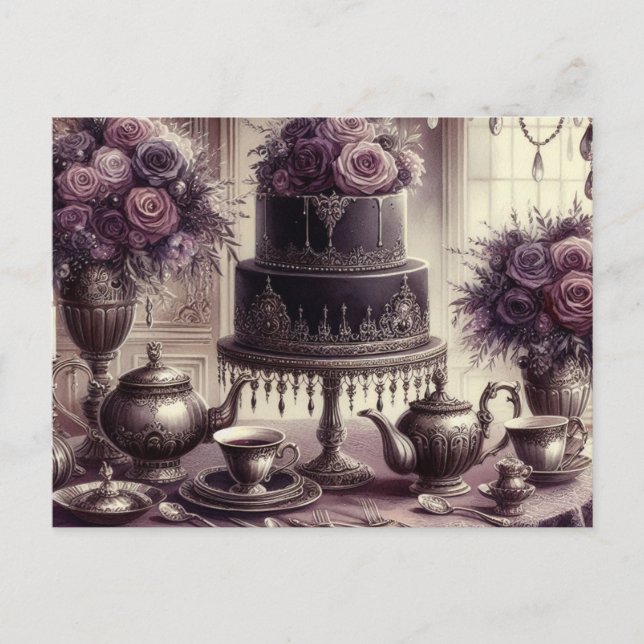 Elegant Dark Moody Tea Party  Postkarte (Vorderseite)