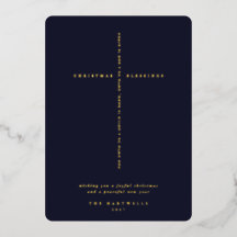 Elegant Dark Navy Blue Scripture Cross