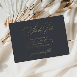 Elegant Dark Navy Gray Save the Date Folien Feiertagspostkarte