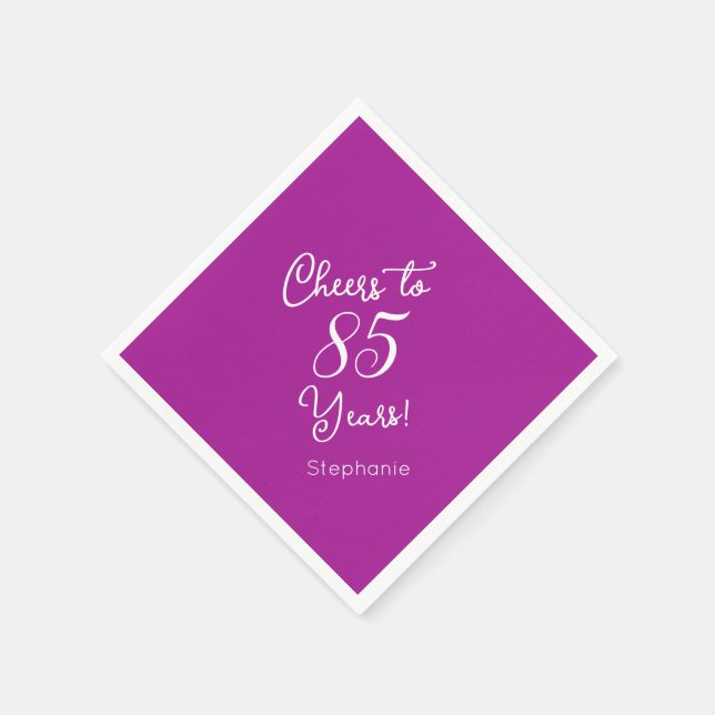 Elegant Dark Pink Cheers bis 85 Jahre 85. Geburtst Serviette (Ecke)